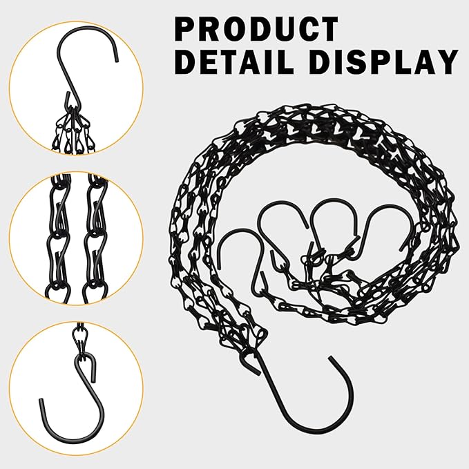 3 Pieces Hanging Baskets Chains 4 Leads Hanging Chains 23 Inches Long Flower Pot Basket Chains, for Planters, Bird Feeders, Lantern, Lamp
