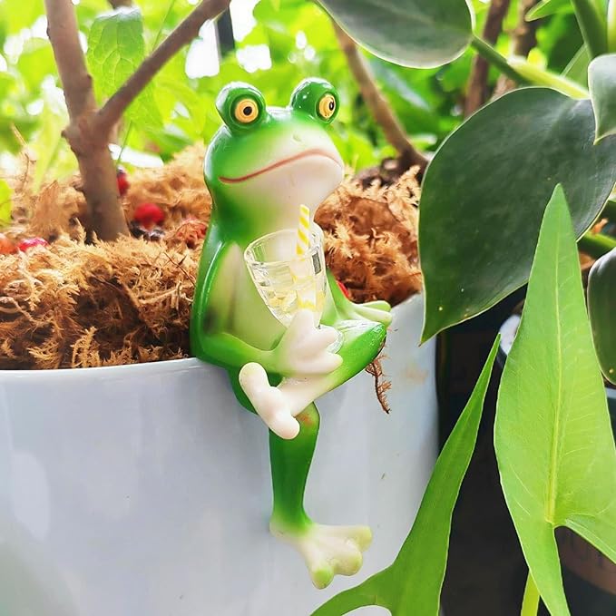 Adorable Miniature Frog Figurines - Perfect Plant Decorations for pots, Frog Garden Decor/Funny Frog Figurines for Stunning Plant and Home Decor