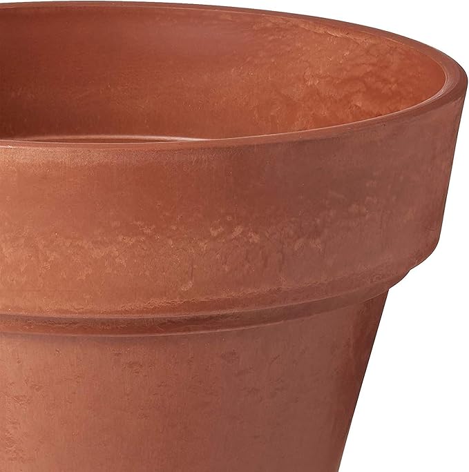 PSW OT35TC Traditional Pot, 14 by 13-Inch, Plastic/Stone/Wood Composite Plant Traditional Pot – No Drainage Hole (Drillable), Indoor/Outdoor Planter, Terra Cotta Color