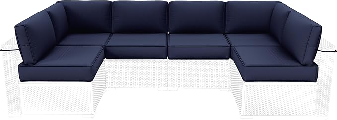 Outdoor Furniture Replacement Cushions, 5" Foam Foam High-Density, Fits 6-seat Sectional Rattan Conversation Set, 14 Piece Patio Water-Resistant Replacement Sofa Cushions, Liner&Cover