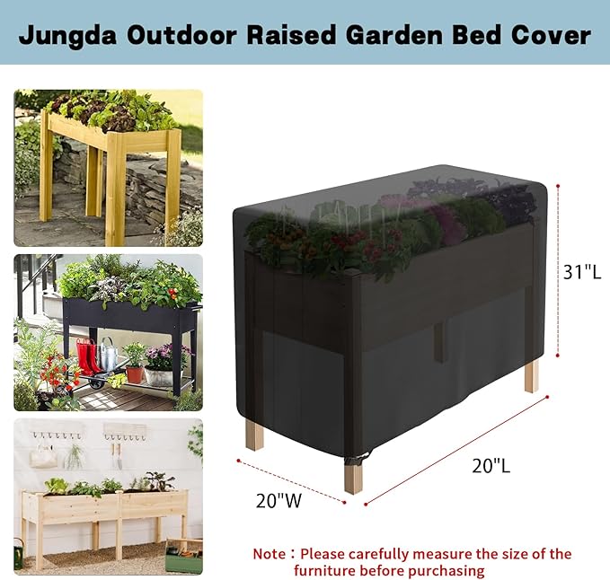 Outdoor Raised Garden Bed Cover for Winter (Only Cover),Waterproof Raised Planter Boxes Stand Covers - 20 x 20 x 31 inch