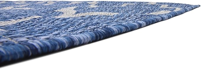 Unique Loom Outdoor Trellis Collection Area Rug (5' 3" x 8' Rectangle, Navy Blue/ Ivory)