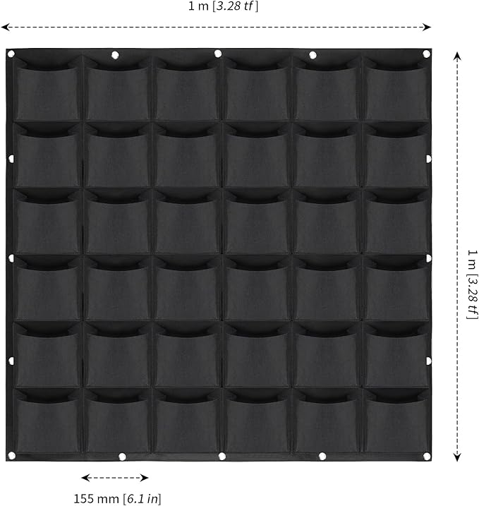 MANCHAP 36 Pockets Vertical Garden Wall Planter, Hanging Wall Planter Pockets, Vertical Hanging Wall Planter for Flower Vegetable Indoor and Outdoor, Black
