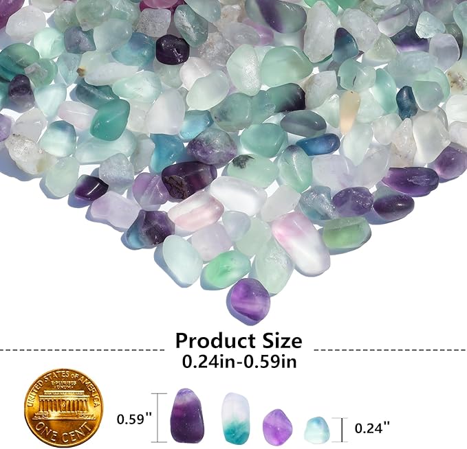 Crystal Pebbles – 0.9LB Natural Fluorite Crystal Bulk, Decorative Tumbled Gemstones Sea Glass Rock for Fish Tank Gravel, Vase Filler, DIY Crafts, Plant Pots & Home Decor