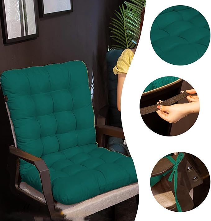 Seat Cushions for Outdoor Chairs, Waterproof and Fade-Resistant Outdoor Chair Cushions with Ties, 13.77×27.55 Inch Outdoor Chair Cushion, Outdoor Chair Pads for Chair Sofa Couch,Green