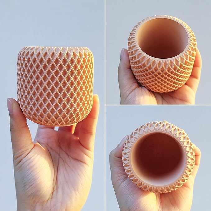Unique Candle Jar Resin Mold, Geometric Texture Storage Container Silicone Molds for Resin Casting, Round Concrete Cement Jewelry Holder Planter Mold, Creative Display Art Craft DIY Home Decor