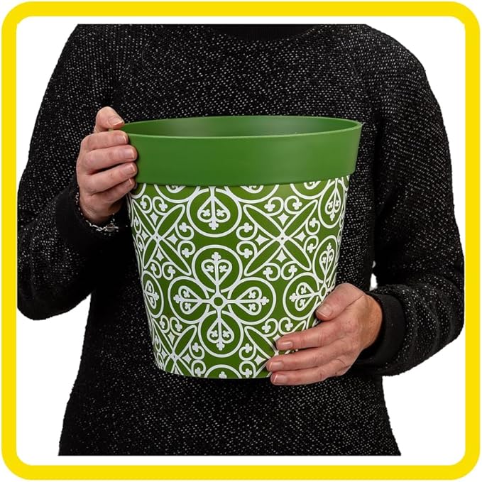 Hum Flowerpots, 10 inch Set of 3, Variety of Colors and Sizes, Indoor/Outdoor Plastic Plant pots, Multi Maroc