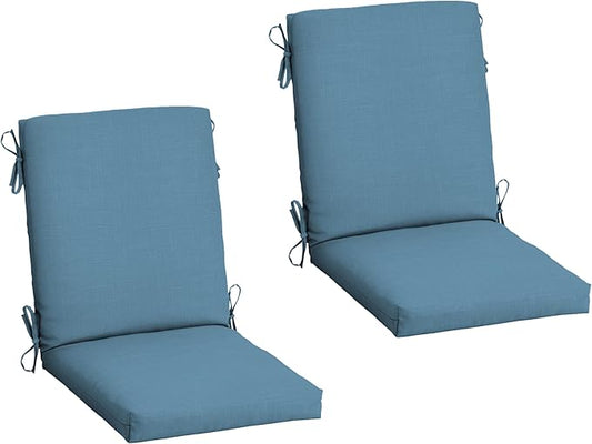 Arden 2-Pack Outdoor Patio Dining Chair Cushion, 20x44, Rain-Proof Seat Pad, Fade-Resistant Outdoor Cushion French Blue Texture
