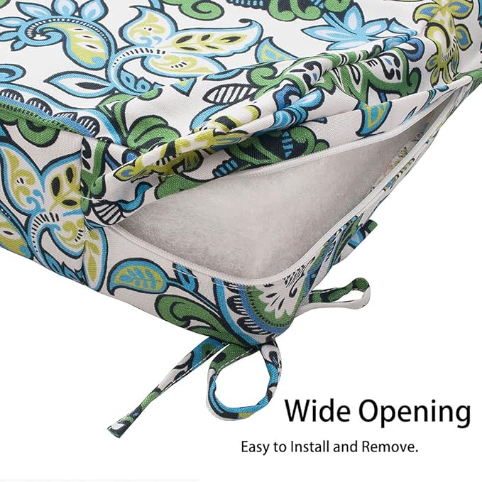 Magpie Fabrics Patio Bench Cushion Cover 45x18x3 Inch, NO Insert! Water Resistant UV Protection Outdoor Swing Loveseat Replacement Cover with Zipper, (Botanical Blue Green)