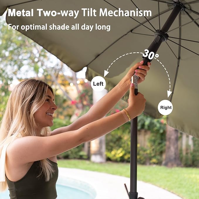 AMMSUN Patio Umbrella, 6.5 ft Outdoor Table Umbrella with Tilt Steel Pole, UPF50+ Protection, Great for Outdoor Garden Backyard, Tan
