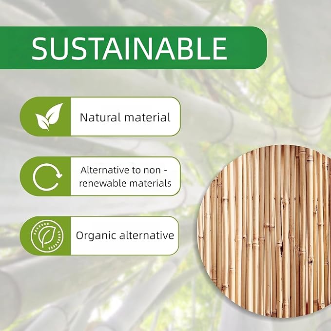 6 Ft Bamboo Stakes with 100 Twist Ties Natural Bamboo Garden Stakes for Tomatoes Cucumber Grapes Pole Beans Trees Potted Dahlia Flowers and Climbing Plants - Pack of 20 Bamboo Sticks