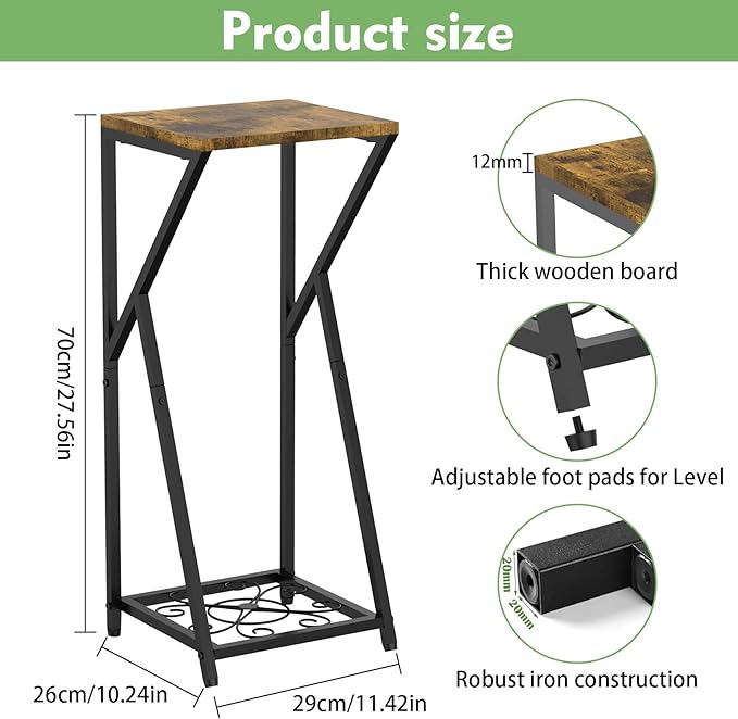 Tall Plant Stand Indoor, Corner Metal Plant Stands for Indoor Plants, 2 Tier Plant Tables Square Plant Shelves Modern Flower Pot Holder for Living Room Balcony Outdoor Garden