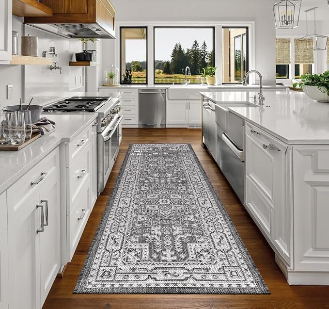 Keen Home Design Terrace Outdoor Runner Rug - 26"x142" Washable Indoor/Outdoor Rug for Patio, Kitchen, Balcony, Beach, Garden, Deck and Porch, Size: 2'2" x 11'10", Medallion