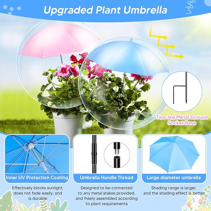 Adjustable Plant Umbrellas for Outdoor Plants, Large Garden Sun Shade Covers for Plants Plants Shade Cover, Higher Sun Shade for Plants, Potted Plant, Garden Beds