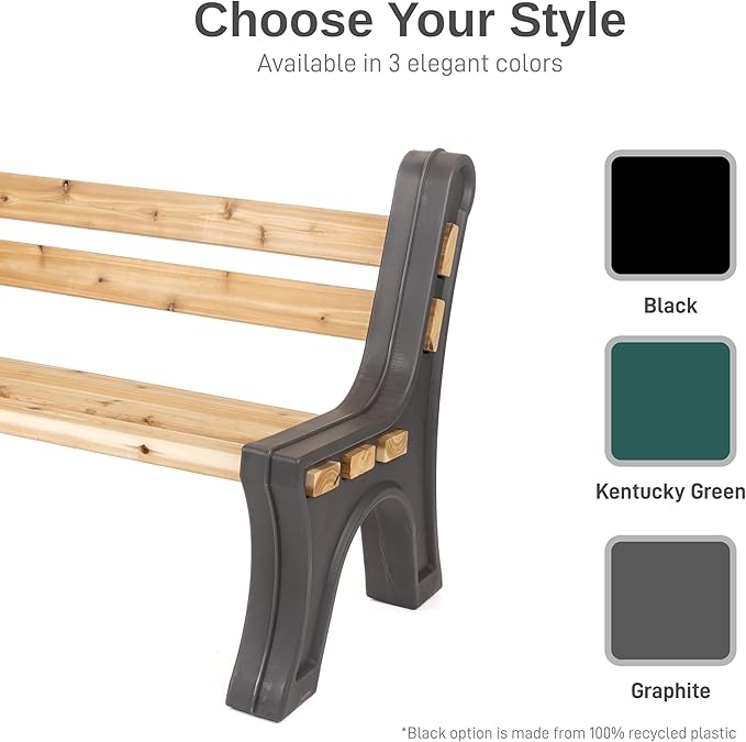 RTS Home Accents Custom Length Lightweight Indoor or Outdoor Bench Ends with Backrest (Wood & Screws Sold Separately), Graphite