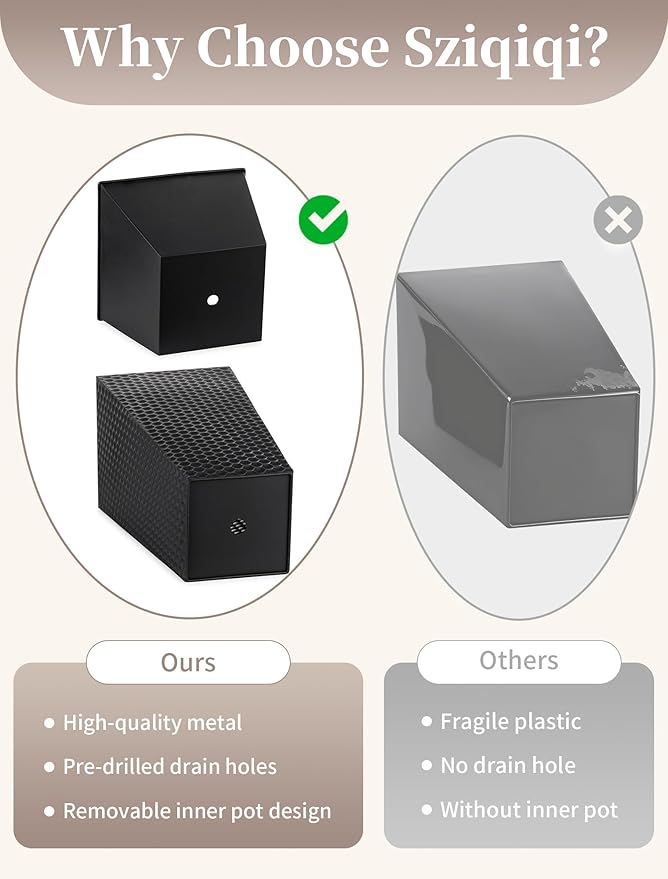 Sziqiqi Metal Tall Planter for Outdoor: Set of 2 Honeycomb 21.6in Large Taper Plant Pots with Inner Pots - Black Flower Pot with Drainage Holes for Indoor Outside Front Door Patio Garden Floor