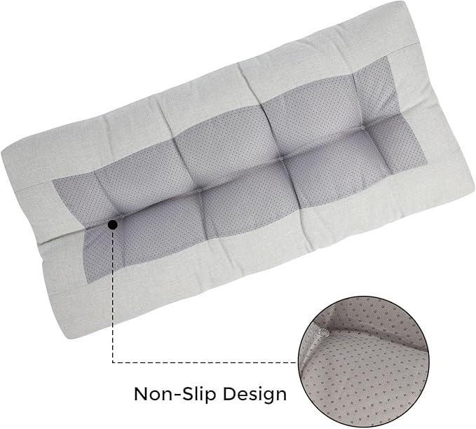 FUNHOME Outdoor Bench Cushion 48 x18 inch with Non-Slip Grips,Water Resistant Porch Swing Cushion,Bench Pillow Pads,Tufted Cushions for Patio Garden Furniture,48" Seat Cushions(Cloud Gray)