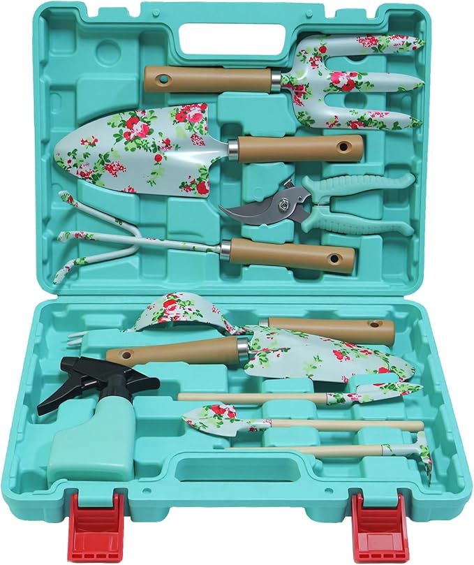 Heavy Duty Garden Hand Tools Set Gardening Hand Tools for Women Gardening Tool Set Gardening Gifts Gardening kit for Women (Light Green)