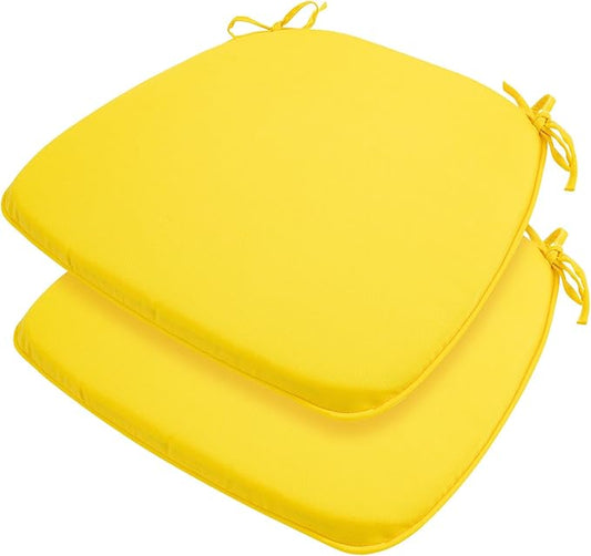 Outdoor Chair Cushions Set of 2,Patio Seat Cushion 17"x16"x2",U-Shaped Dining Chair Cushion 17 by 16 Inch,Water Resistant,Fade-Resistant Chair Pads for Kitchen Garden Furniture(Yellow)
