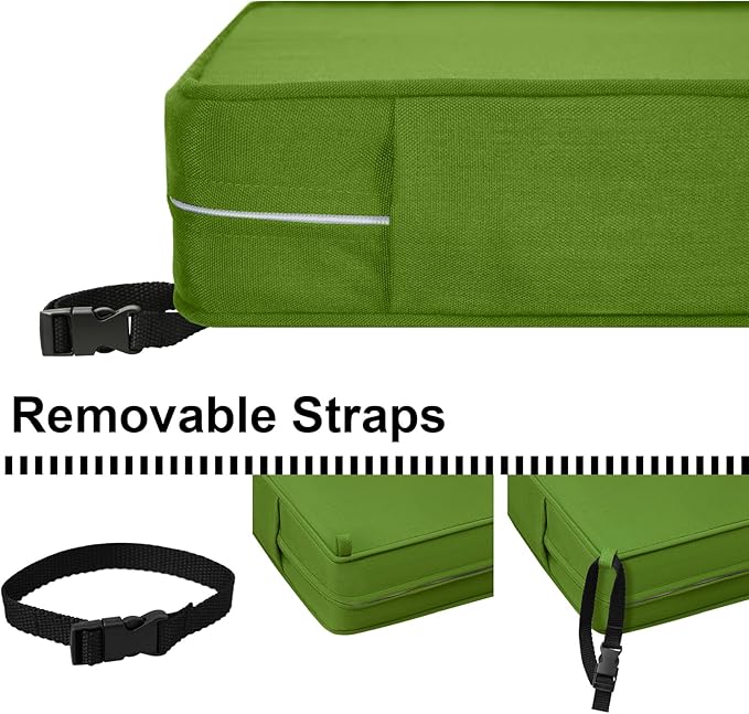 Outdoor Loveseat Cushion Set 44''x24'', Outdoor Cushions for Patio Furniture with Fastness Cover, Water Repellent Outdoor Seat Cushion and Couch Back Cushions for Bench, Swing (Grass Green, 2 Sets)