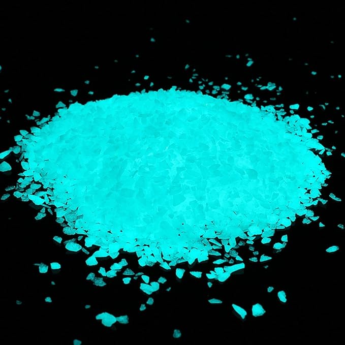 Shiny Stone Glow in The Dark Aquarium Neon Gravel Sand, Decorative Rocks for Fish Tank and Fairy Garden, Home Dec,305g/0.67lbs (3-5mm, Aqua)