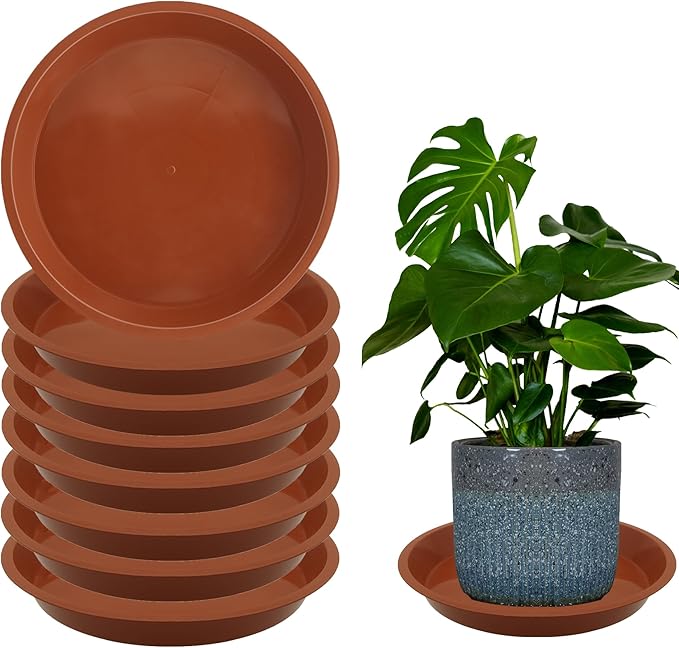 8 Pack 18 Inch Round Plant Saucers for Less 16 Inch Pot Indoors Outdoors Plant Trays for Pots Planter Saucer Plastic Drip Tray Planter Water Tray(Terracotta, 18"(8pcs))