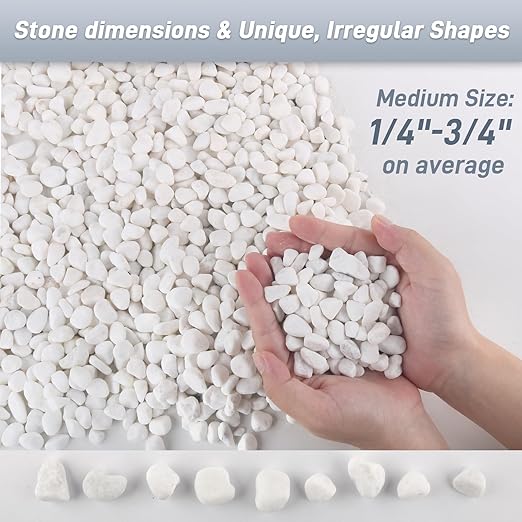 45LB Natural White Rocks, 1/4"-3/4" Garden River Rock,Decorative Pebbles Aquarium Gravel for Indoor Plants Garden Landscaping Terrarium Fish Tank and Outdoor Decoration