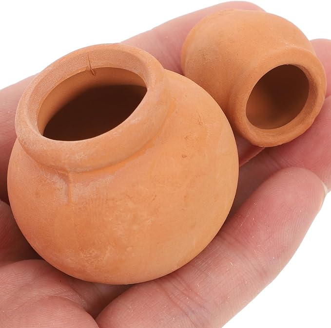 POPETPOP Mini Terracotta Succulent Pots 4-Pack Small Breathable Clay for Succulent Plants Fairy Gardens and Plant Propagation 0.87 Inch