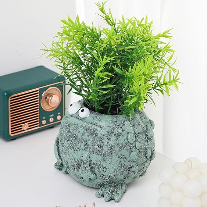 Big and Small Eye Frog Planter - Fun Succulent Planter for Indoor and Outdoor Tabletop Decorations, Wacky Frogs, Christmas/Birthday Fun Gift. (Frog B)