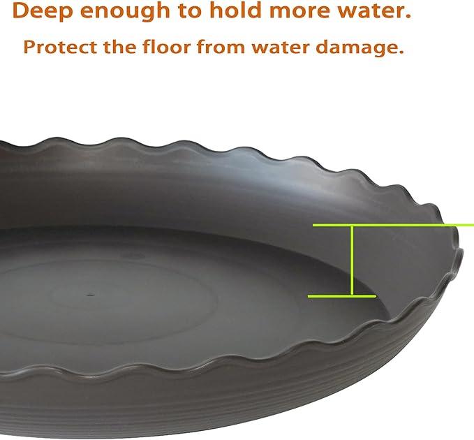 2 Pack of 12 inch Plant Saucer Plant Tray, Plastic Plant Saucer, Heavy Duty Plant Tray for Pots, Plant Saucers for Indoors Planter, Garden Water Plate Bowls for Gallon Grow Bags (Brown)