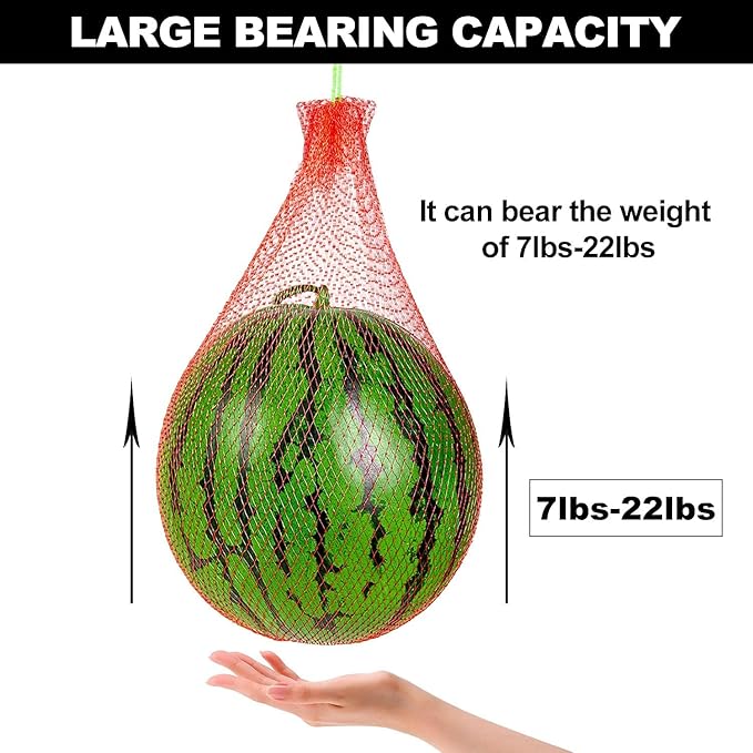 Melon Hammock Watermelon Nets, 18inch 100pcs Heavy Duty Watermelon Net for Garden Melon Net for Trellis Vertical Garden Growing, Honeydew Melon Nets with Drawstring(16-22lbs)
