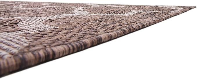 Unique Loom Outdoor Trellis Collection Area Rug (7' 1" x 10' Rectangle, Brown/ Ivory)