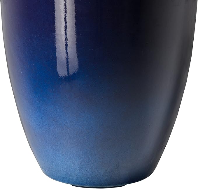 Glitzhome Set of 2 Planters for Outdoor Plants 16.75''H Large Gradient Cobalt Blue Planter Tall Planter Pot with Drainage Hole for Outdoor Front Porch and Patio