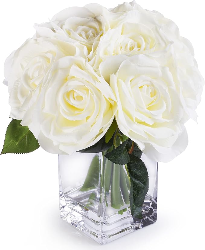 WGV Tall Square Vase Glass Block, Length 3", Height 6", Clear Bud Floral Container, Candle Holder, Planter Terrarium for Wedding Party Event, Home Office Decor, 1 Piece