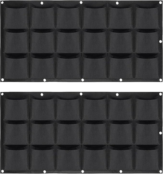 ZOENHOU 2 Pack Total 36 Roomy Pockets Horizontal Garden Planter, Waterproof Wall-Hanging Flower Pot Bags, Felt Wall Mount Balcony Planter Pouch for Herbs, Succulent, Flowers and Vegetables