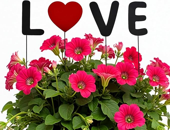 12"H Mother's Day Metal Yard Sign Love Letter Decorative Garden Stake for Plant Pot Flower Bed Indoor Outdoor Patio Lawn Decor