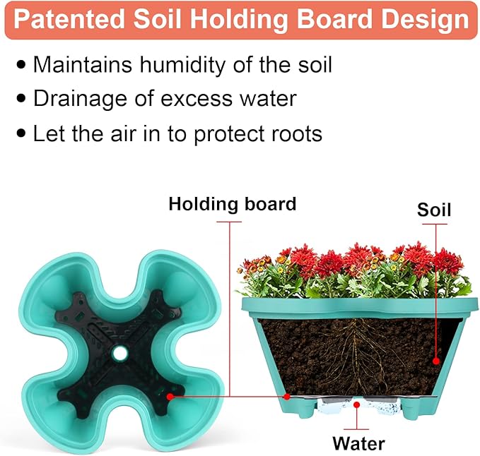 GameXcel Vertical Planter Tower - 5 Tier Stackable Garden Planters with Wheels and Tools Plant Pots for Strawberry Herb Flower and Vegetable Indoor Outdoor Use Teal