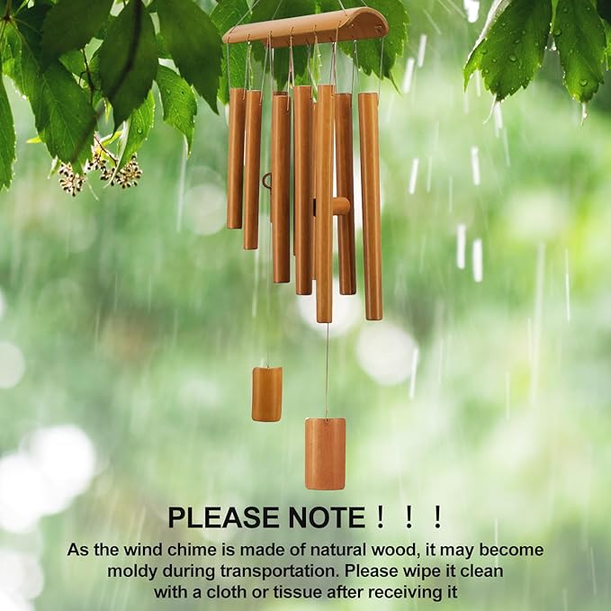 Windchimes Outdoors, Memorial Wind Chimes, Bamboo Wind Chimes for Outside Clearance Deep Tone for Patio Garden Home Décor, Natural Beautiful Sound