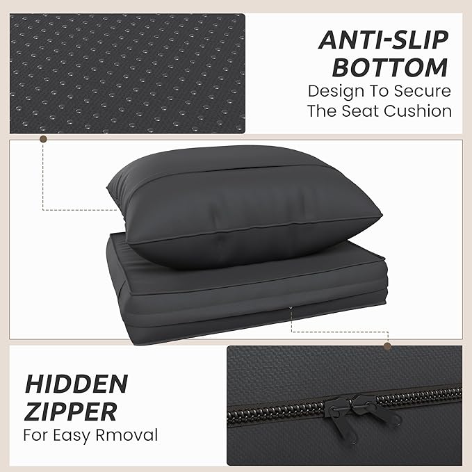 Amopatio Outdoor Chair Cushions 22.5"× 20.3" × 4", Set of 4 with Removable Cover, Waterproof & Fade Resistant seat Cushions for Patio Furniture, Black