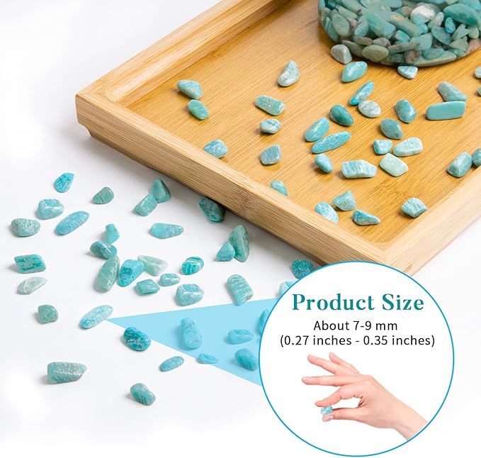 QICQDRAM Natural Green Amazonite Crystals Bulk 0.9 Lb/405g Small Tumbled Chips Crystal Stone Decorative Pebbles for Home Decoration & Fish Turtle Tank, Vase Filler, Plants Decor