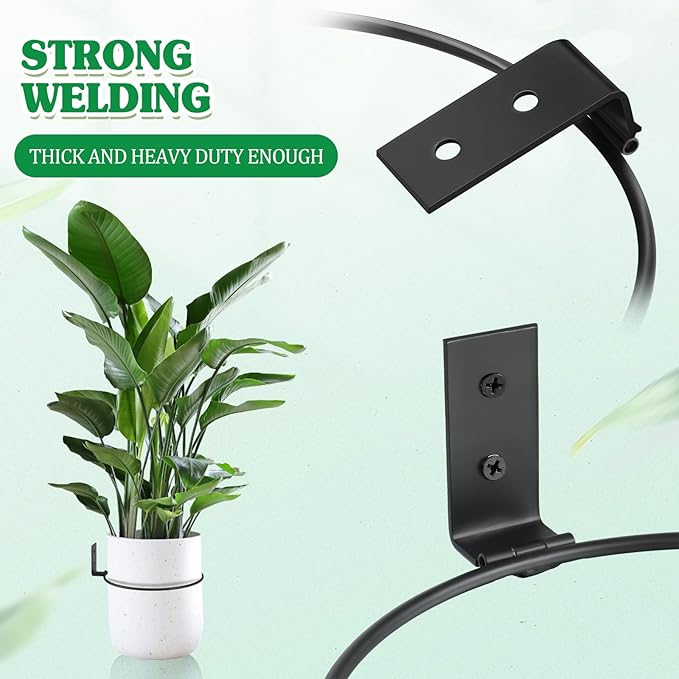 Menkxi 6 Pcs 10 Inch Flower Pot Holder Wall Planter Ring Hanger Metal Wall Plant Hanging Pot Holder Mounted Hanging Bracket for Indoor Outdoor Home Garden Plant Flower Display, Black