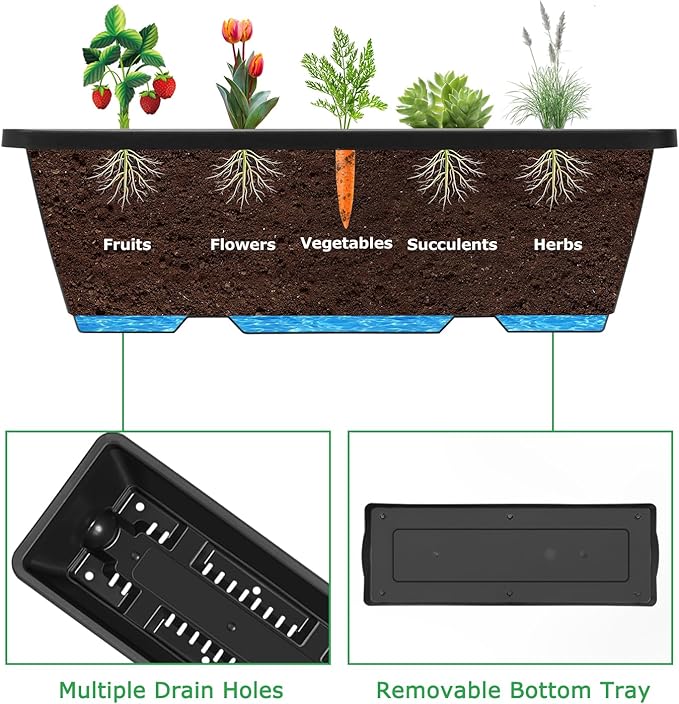 ETELI Vertical Garden Planter 3 Tier Vertical Raised Garden Bed with 6 Garden Planter Boxes Elevated Raised Bed with Drainage Holes Outdoor Standing Garden Planter for Herbs Flowers Vegetables, Black