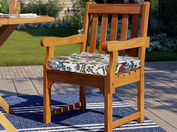 Outdoor Chair Cushions 18x18 Inch,Set of 2,Water Resistant Chair Pads with Ties,Square Seat Cushion 18"x18"x2.5",Patio Chair Cushion for Garden,Backyard Furniture(Butterfly Flower)