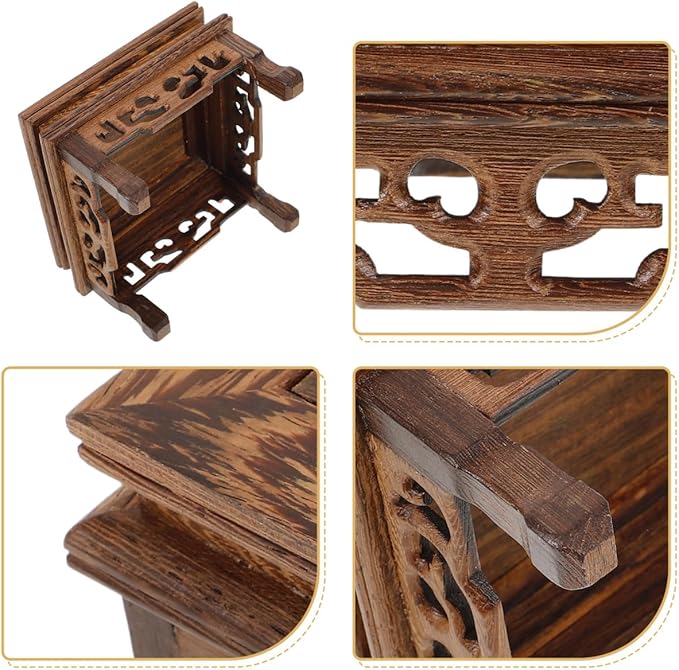 HANABASS Chicken Wenge Wood Plant Stand 4.33X4.33X2.95 Inch Wooden Base Riser Holder for Indoor Outdoor Potted Plants Bonsai Mini Trees Garden Patio Display