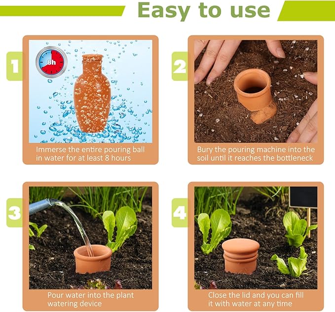 8pcs 3.1 * 3.1 * 6in Olla Pots for Garden Olla Watering System Terracotta Watering Pots Olla Watering Pot with Lid Terracotta Globes Clay for Indoor and Outdoor Terra Cotta Clay