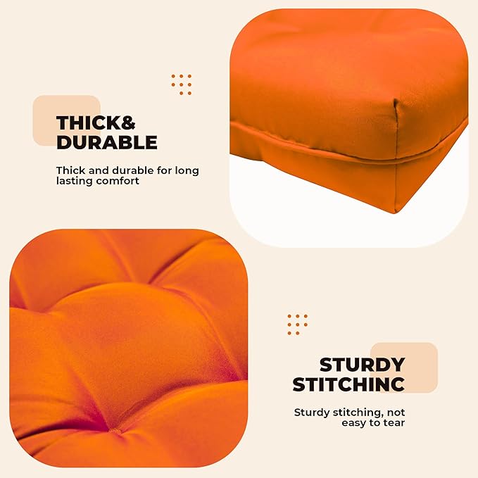 Wicker Chair Cushions, Waterproof Outdoor Loveseat Cushions for Patio Furniture, 3 Pieces Wicker Furniture Cushions, 1 Loveseat and 2 U-Shaped Cushions, Orange