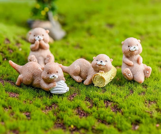 4PCS Otter Fairy Garden Supplies - Miniature Figurines Accessories, DIY Kit, Micro Landscape Ornaments, Fairy Garden Animals