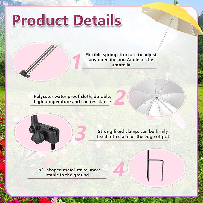 2Pcs Adjustable Plant Shade Umbrella for Outdoor Plants, Plants Shade Cover, Sun Shade Cloth for Plants, Potted Plants, Garden Beds