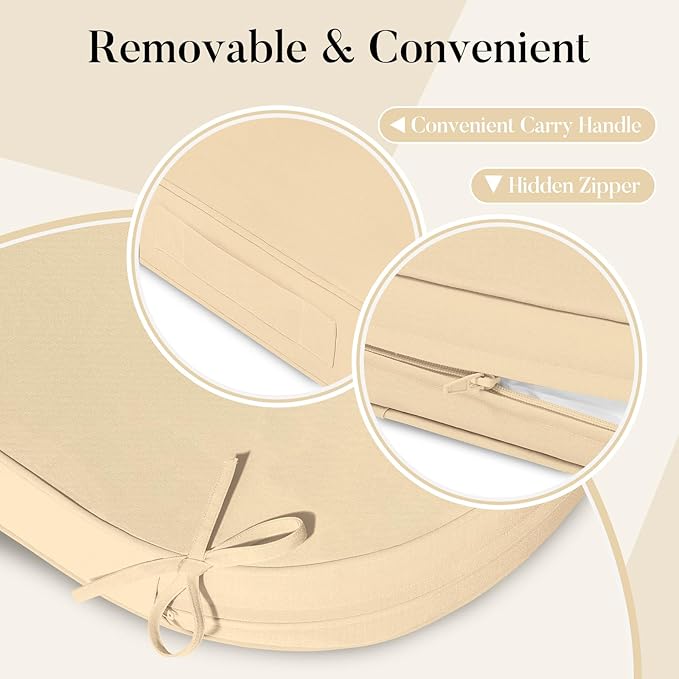 Basic Beyond Outdoor Cushions for Patio Furniture Waterproof Outdoor Chair Cushions Set of 4-19 x 19 x 3 Inch Thick Patio Chair Cushions with Adjustable Ties, Beige