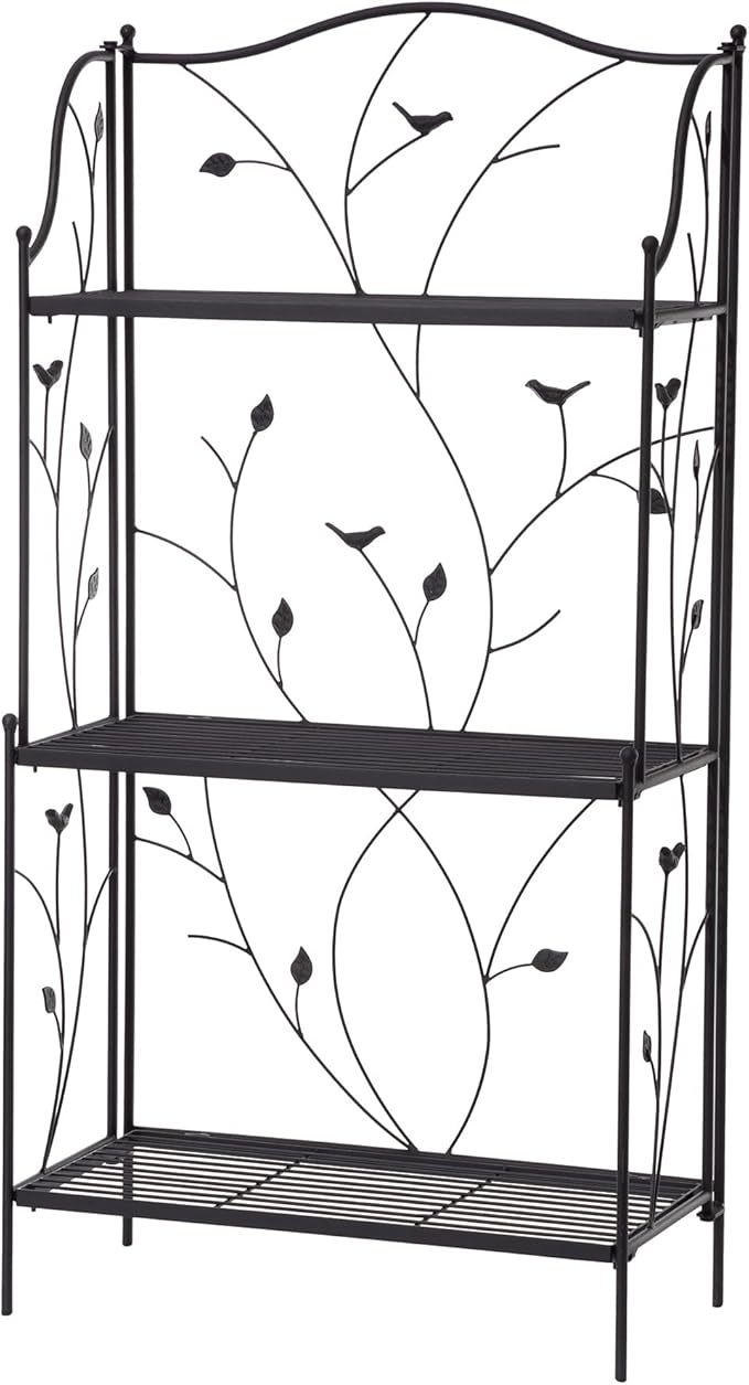 glitzhome Plant Stand Metal Rack 3 Tier Flower Pot Organizer Multiple Holder Shelf for Indoor Outdoor Garden, Black